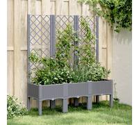 Vidaxl Jardinière Avec Treillis Gris 120x40x142 Cm Pp
