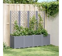 vidaXL Jardinière avec Treillis, Bac à Fleurs, Pot à Plantes, Boîte à Fleurs Jardin Terrasse Patio Extérieur, Bleu Gris 367871