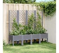 Vidaxl Jardinière Avec Treillis Gris 160x40x142 Cm Pp