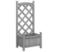 vidaXL Jardinière avec treillis gris – Bois massif de sapin