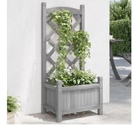 vidaXL Jardinière avec treillis gris – Bois massif de sapin