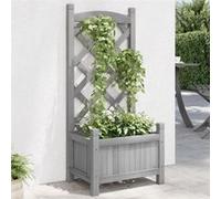 Vidaxl Jardinière Avec Treillis Gris Bois Massif De Sapin