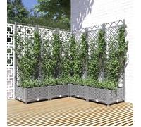 vidaXL Jardinière avec treillis 120x120x121,5 cm PP Gris clair