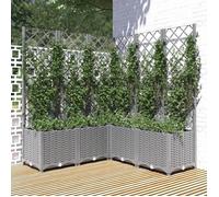 vidaXL Jardinière avec treillis Gris clair 120x120x136 cm PP 153278