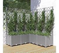 vidaXL Jardinière avec treillis Gris clair 120x120x136 cm PP 153278 Gris G