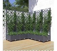 vidaXL Jardinière avec treillis Gris foncé 120x120x121,5 cm PP - 8720287857198