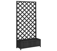 vidaXL Jardinière avec Treillis, Lit Surélevé, Bac à Fleurs, Pot de Plantes, Boîte à Fleurs Jardin Patio Terrasse, Noir Bois 365481
