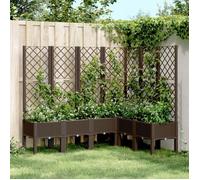 vidaXL Jardinière avec treillis – Lit surélevé, bac à fleurs pour jardin/patio, Marron PP