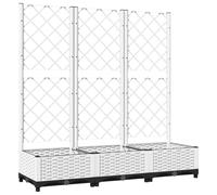 vidaXL Jardinière avec Treillis, Lit Surélevé, Bac à Fleurs, Pot de Plantes, Boîte à Fleurs Jardin Patio Terrasse, Blanc 120x40x121,5 cm PP