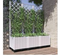 vidaXL Jardinière avec Treillis, Lit Surélevé, Bac à Fleurs, Pot de Plantes, Boîte à Fleurs Jardin Patio Terrasse, Blanc 153284