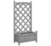 vidaXL Jardinière avec Treillis, Lit Surélevé, Bac à Fleurs, Pot de Plantes, Boîte à Fleurs Jardin Patio Terrasse, Gris Bois Massif de Sapin