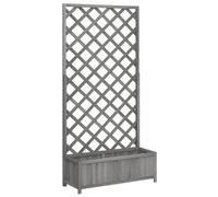 vidaXL Jardinière avec Treillis, Lit Surélevé, Bac à Fleurs, Pot de Plantes, Boîte à Fleurs Jardin Patio Terrasse, Gris Bois Massif de Sapin