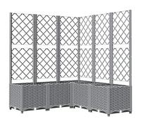 vidaXL Jardinière avec Treillis, Lit Surélevé, Bac à Fleurs, Pot de Plantes, Boîte à Fleurs Jardin Patio Terrasse, Gris Clair 120x120x136 cm PP