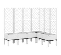 vidaXL Jardinière avec Treillis, Lit Surélevé, Bac à Fleurs, Pot de Plantes, Boîte à Fleurs Jardin Patio Terrasse Extérieur, Blanc PP