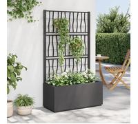 vidaXL Jardinière 368780 – avec treillis, lit surélevé et bac à fleurs – Gris foncé (PP)