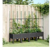 vidaXL Jardinière avec Treillis, Lit Surélevé, Bac à Fleurs, Pot de Plantes, Boîte à Fleurs Jardin Patio Terrasse Extérieur, 367963