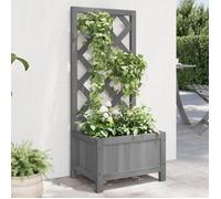 vidaXL Jardinière avec treillis 365474 – Lit surélevé en bois de sapin massif – Gris