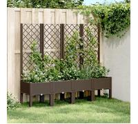 vidaXL Jardinière surélevée avec treillis – Bac à fleurs Marron PP