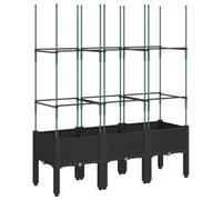 Plantenbak met latwerk 120x40x142,5 cm polypropeen zwart367958