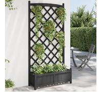 vidaXL Jardinière avec Treillis, Lit Surélevé, Bac à Fleurs, Pot de Plantes, Boîte à Fleurs Jardin Patio Terrasse, Noir Bois 365493
