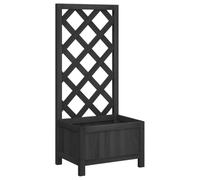 vidaXL Jardinière avec treillis 365475 – Lit surélevé, bac à fleurs, noir bois