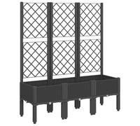 vidaXL Jardinière avec Treillis, Lit Surélevé, Bac à Fleurs, Pot de Plantes, Boîte à Fleurs Jardin Patio Terrasse Extérieur, Noir PP