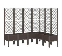vidaXL Jardinière avec Treillis, Lit Surélevé, Bac à Fleurs, Pot de Plantes, Boîte à Fleurs Jardin Patio Terrasse Extérieur, Marron PP