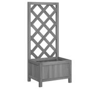 vidaXL Jardinière avec Treillis, Lit Surélevé, Bac à Fleurs, Pot de Plantes, Boîte à Fleurs Jardin Patio Terrasse, Gris Bois 365474