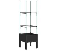 vidaXL Jardinière avec Treillis, Lit Surélevé, Bac à Fleurs, Pot de Plantes, Boîte à Fleurs Jardin Patio Terrasse Extérieur, Noir PP