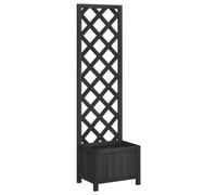 vidaXL Jardinière avec Treillis, Lit Surélevé, Bac à Fleurs, Pot de Plantes, Boîte à Fleurs Jardin Patio Terrasse, Noir Bois 365478