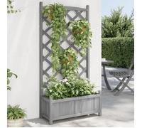 vidaXL Jardinière avec Treillis, Lit Surélevé, Bac à Fleurs, Pot de Plantes, Boîte à Fleurs Jardin Patio Terrasse, Gris Bois 365489