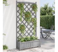 vidaXL Jardinière avec treillis 365492 – lit surélevé, bac à fleurs – gris bois massif de sapin