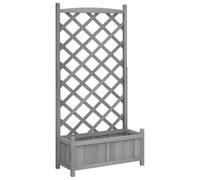 vidaXL Jardinière avec Treillis, Lit Surélevé, Bac à Fleurs, Pot de Plantes, Boîte à Fleurs Jardin Patio Terrasse, Gris Bois 365489