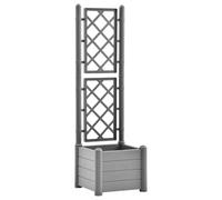 vidaXL Jardinière avec Treillis Lit Surélevé Bac à Fleurs Pot de Plantes Lit de Plantation Jardin Balcon Extérieur 43x43x142 cm PP Gris Pierre