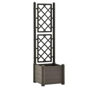 vidaXL Jardinière avec Treillis Lit Surélevé Bac à Fleurs Pot de Plantes Lit de Plantation Jardin Balcon Patio Extérieur 43x43x142 cm PP Anthracite