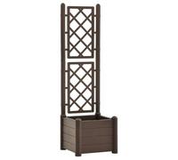 vidaXL Jardinière avec Treillis Lit Surélevé Bac à Fleurs Pot de Plantes Lit de Plantation Jardin Balcon Patio Extérieur 43x43x142 cm PP Moka