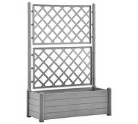 vidaXL Jardinière avec Treillis Lit Surélevé de Jardin Bac à Fleurs Pot de Plantes Lit de Plantation Patio 100x43x142 cm PP Gris Pierre