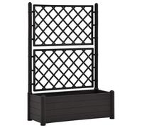 vidaXL Jardinière avec Treillis Lit Surélevé de Jardin Boîte à Fleurs Bac à Plantes Boîte de Plantation Extérieur Patio 100x43x142 cm PP Anthracite
