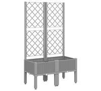 vidaXL Jardinière avec Treillis, Lit Surélevé de Jardin, Pot de Fleurs, Bac à Plantes, Boîte de Plantation Patio Terrasse Extérieur, Gris Clair PP
