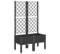 Jardinière avec Treillis, Lit Surélevé de Jardin, Pot de Fleurs, Bac à Plantes, Boîte de Plantation Patio Terrasse Extérieur, Noir PP