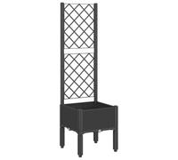 vidaXL Jardinière avec Treillis, Lit Surélevé de Jardin, Pot de Fleurs, Bac à Plantes, Boîte de Plantation Patio Terrasse Extérieur, Noir PP