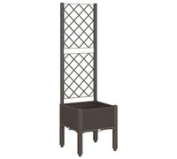 vidaXL Jardinière avec Treillis, Lit Surélevé de Jardin, Pot de Fleurs, Bac à Plantes, Boîte de Plantation Patio Terrasse Extérieur, Marron PP