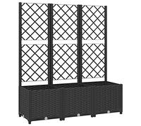 vidaXL Jardinière avec Treillis Lit Surélevé Pot à Plantes Boîte à Fleurs Jardin Patio Entrée Terrasse Extérieur Noir 120x40x136 cm PP