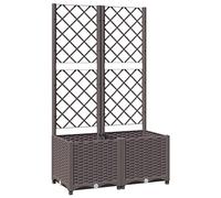 vidaXL Jardinière avec Treillis Lit Surélevé Pot à Plantes Boîte à Fleurs Jardin Patio Entrée Terrasse Extérieur Marron 80x40x136 cm PP