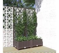 vidaXL Jardinière avec Treillis Lit Surélevé Pot à Plantes Boîte à Fleurs Jardin Patio Entrée Terrasse Extérieur Marron 318260 Marron G