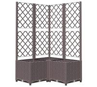 vidaXL Jardinière avec Treillis Lit Surélevé Pot à Plantes Boîte à Fleurs Jardin Patio Entrée Terrasse Extérieur Marron 80x80x136 cm PP