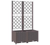 vidaXL Jardinière avec Treillis Lit Surélevé Pot à Plantes Boîte à Fleurs Jardin Patio Entrée Terrasse Extérieur Marron 80x40x136 cm PP