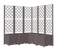 vidaXL Jardinière avec Treillis Lit Surélevé Pot à Plantes Boîte à Fleurs Jardin Patio Entrée Terrasse Extérieur Marron 120x120x136 cm PP
