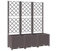vidaXL Jardinière avec Treillis Lit Surélevé Pot à Plantes Boîte à Fleurs Jardin Patio Entrée Terrasse Extérieur Marron 120x40x136 cm PP