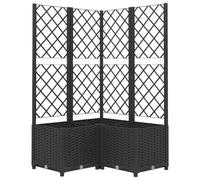 vidaXL Jardinière avec Treillis Lit Surélevé Pot à Plantes Boîte à Fleurs Jardin Patio Entrée Terrasse Extérieur Noir 80x80x136 cm PP
